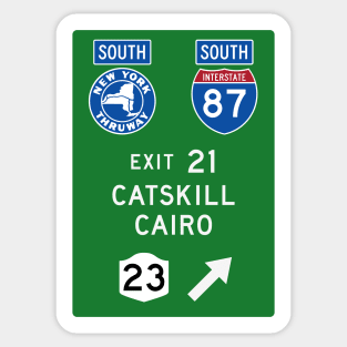 New York Thruway Southbound Exit 21: Catskill Cairo Route 23 Sticker